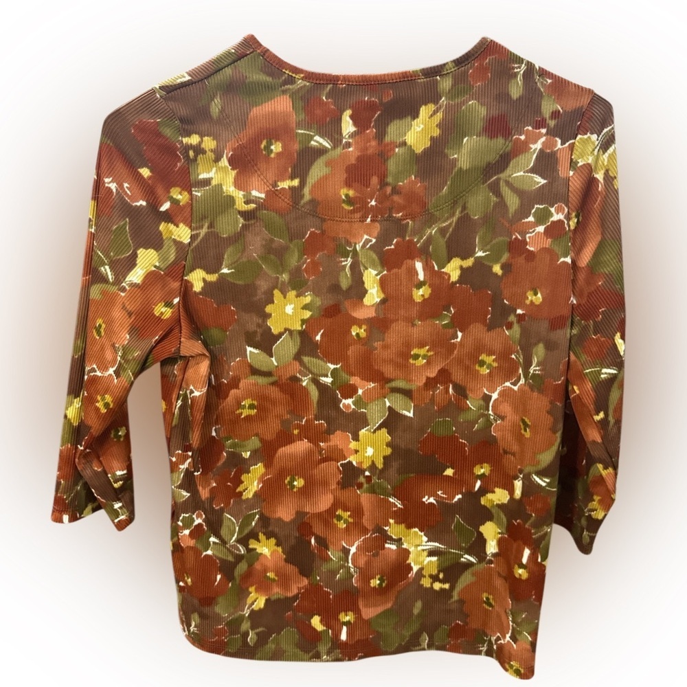 ALIA Floral Ribbed Knit Top - Picture 3 of 5